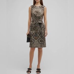 Kobi Halperin | Loren Ikat-Print Draped sleeveless Dress Womens size 6 brown